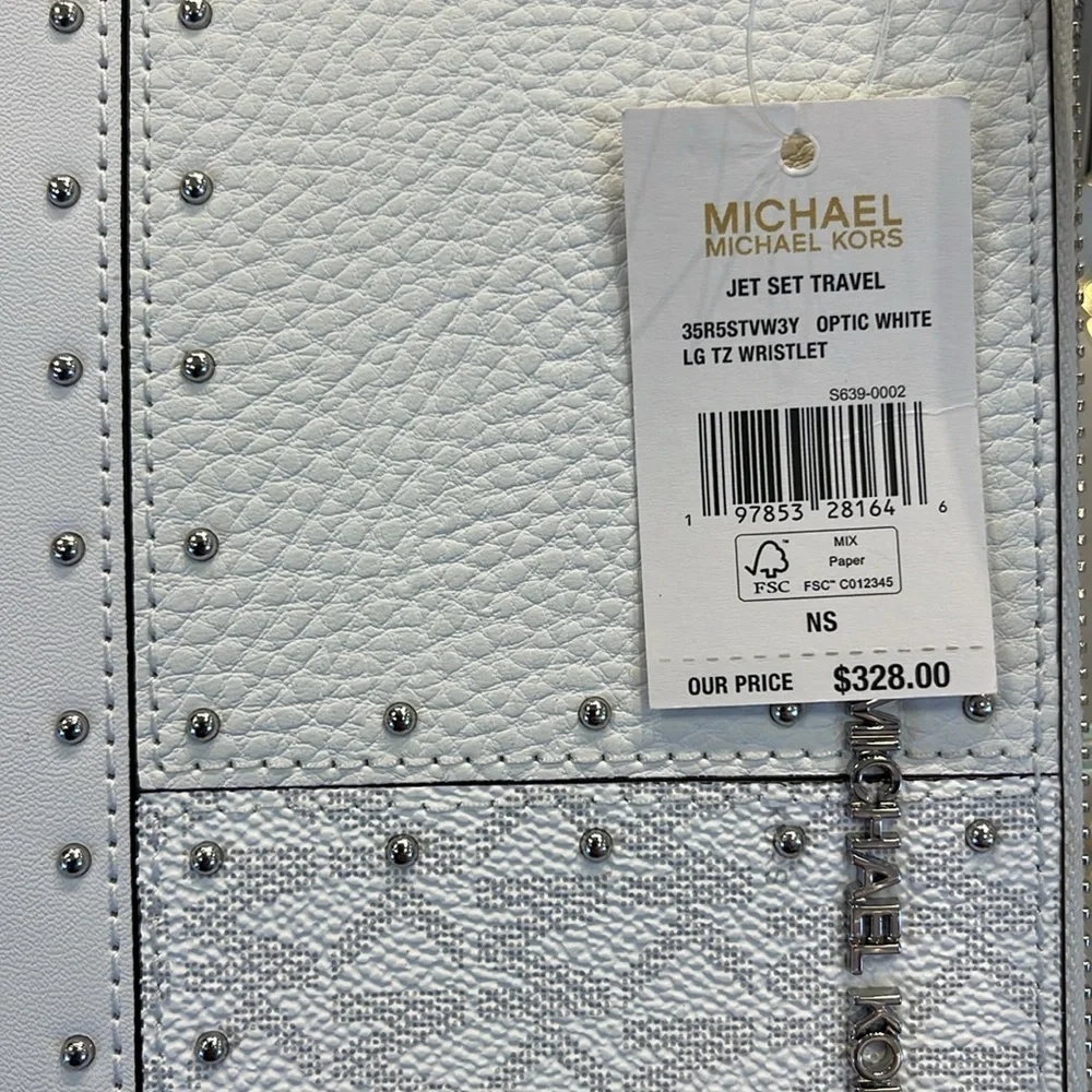 Michael Kors Jet Set Travel Large Studded Patchwork and Signature Logo Wristlet